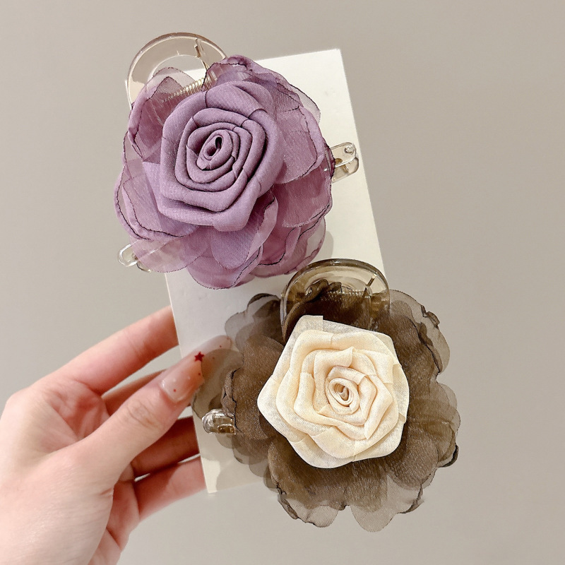 Nuevo estilo chino rosa seca agarrando clip de tiburón de alto nivel de mujer medio clip de cabello de cabeza