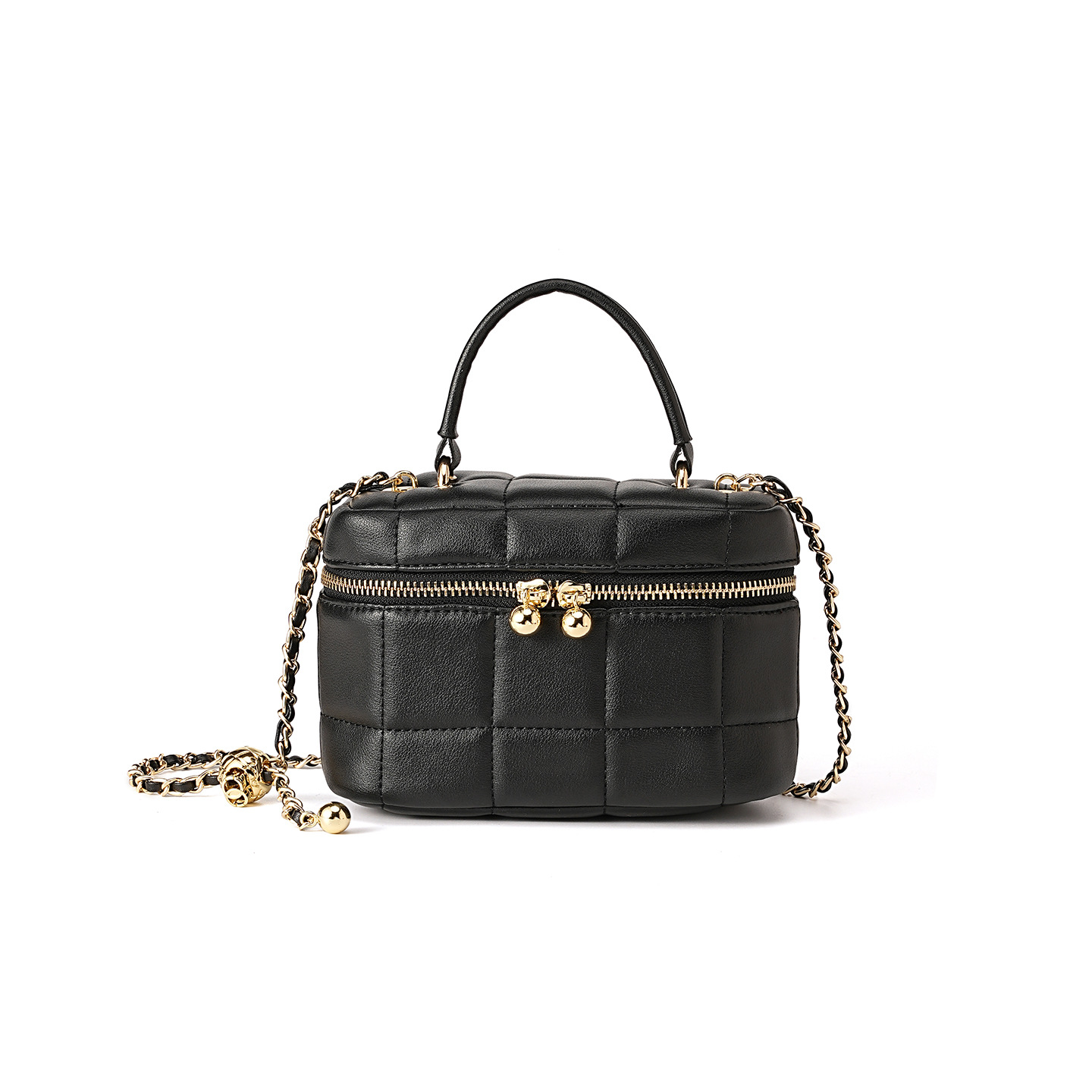 Elegante borsa a scatola in pelle trapuntata con tracolla a catena - Versatile borsa a tracolla e a spalla per donna_voghion.com