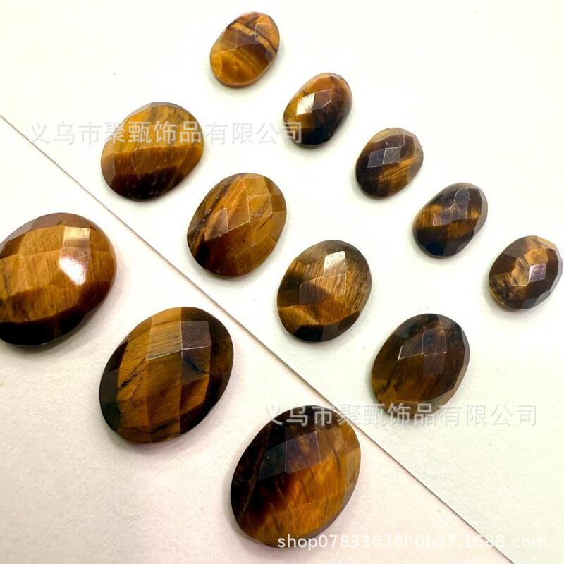 4X6-8X10Mm Flat-Bottomed Oval-Shaped Faceted Yellow Tiger Eye Stone Cabochon for DIY Jewelry Inlay Accessories 4X6-8X10Mm Flat-Bottomed Oval-Shaped Faceted Yellow Tiger Eye Stone Cabochon for DIY Jewelry Inlay Accessories