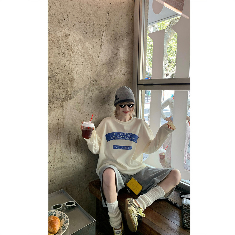 Ouyang 8/7 20:00 [Relaxing and Lively] Waffle Long Sleeve T-Shirt with Vintage Print