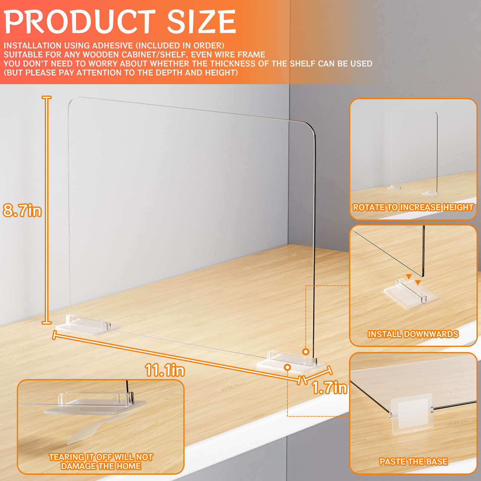Organizador de gabinete con separador de acrílico y partición de plástico para ropa y bolsos, organizador de escritorio simple. image 9