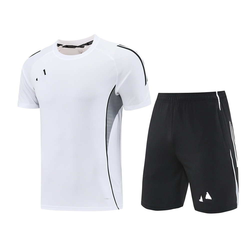 Camiseta de fútbol, cuello redondo, traje deportivo de manga corta, pantalones cortos de fitness de verano, traje de baloncesto de dos piezas