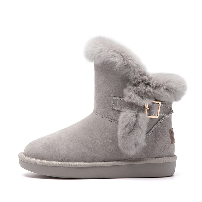 Botas de Nieve Augu Shiden para Mujer, Invierno 2025, Nuevas, Modernas, con Suela Gruesa, Cómodas, Casuales, Punta Redonda, Tacón Plano, de Algodón