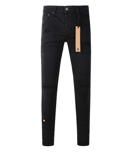 Men's Slim Fit Stretch Distressed Jeans In Blue Denim_voghion.com