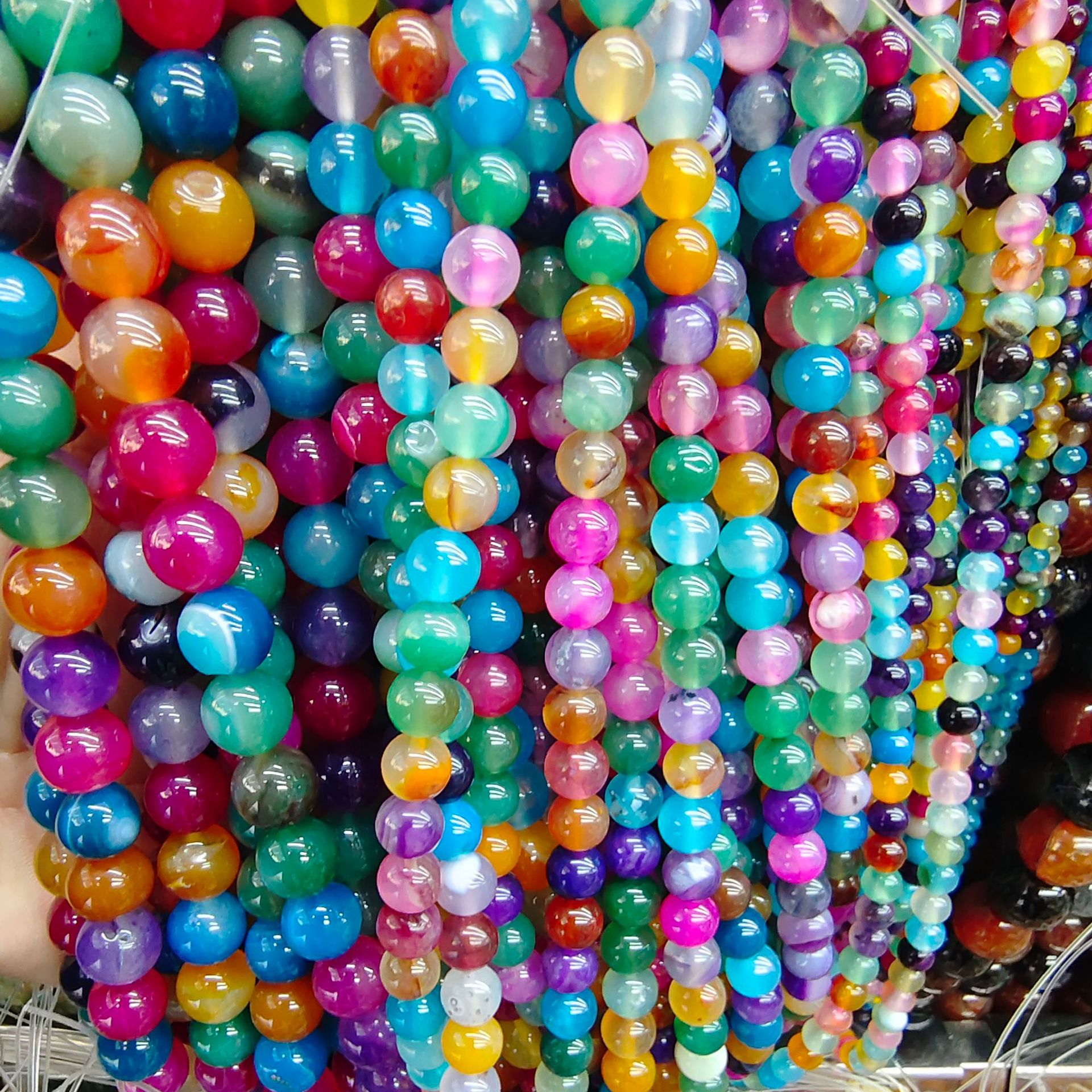 Transmisión en vivo optimizada, cuentas sueltas de ágata rayada, cuentas redondas de ágata de pavo real, joyería DIY hecha a mano, cuentas de ágata, cadena de cuentas