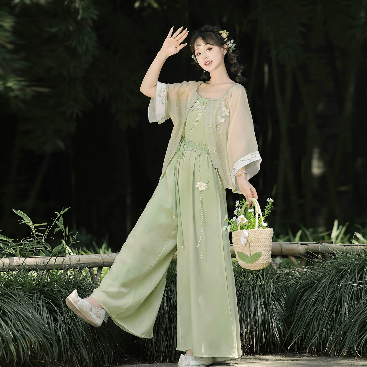 Оригинальный костюм с лилией Hanfu женский китайский стиль