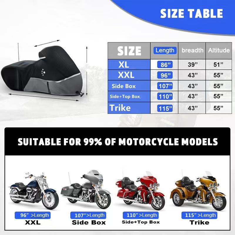 Motorcycle Cover Dustproof Rainproof Snowproof for Harley Davidson Road King