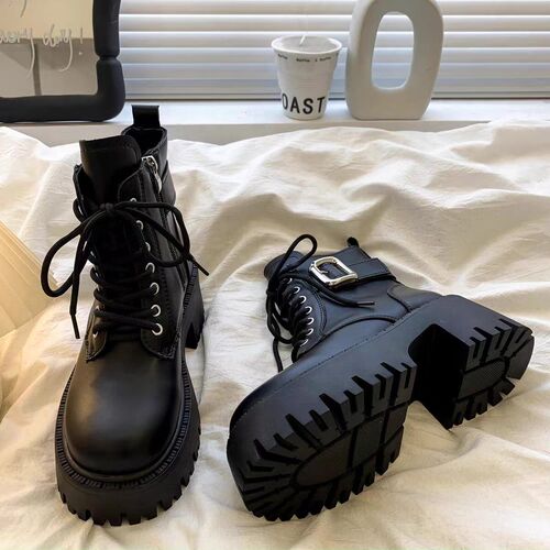 Women's Brown Fall/Winter Ukulele Style Thick Sole Short Boots with High Heels