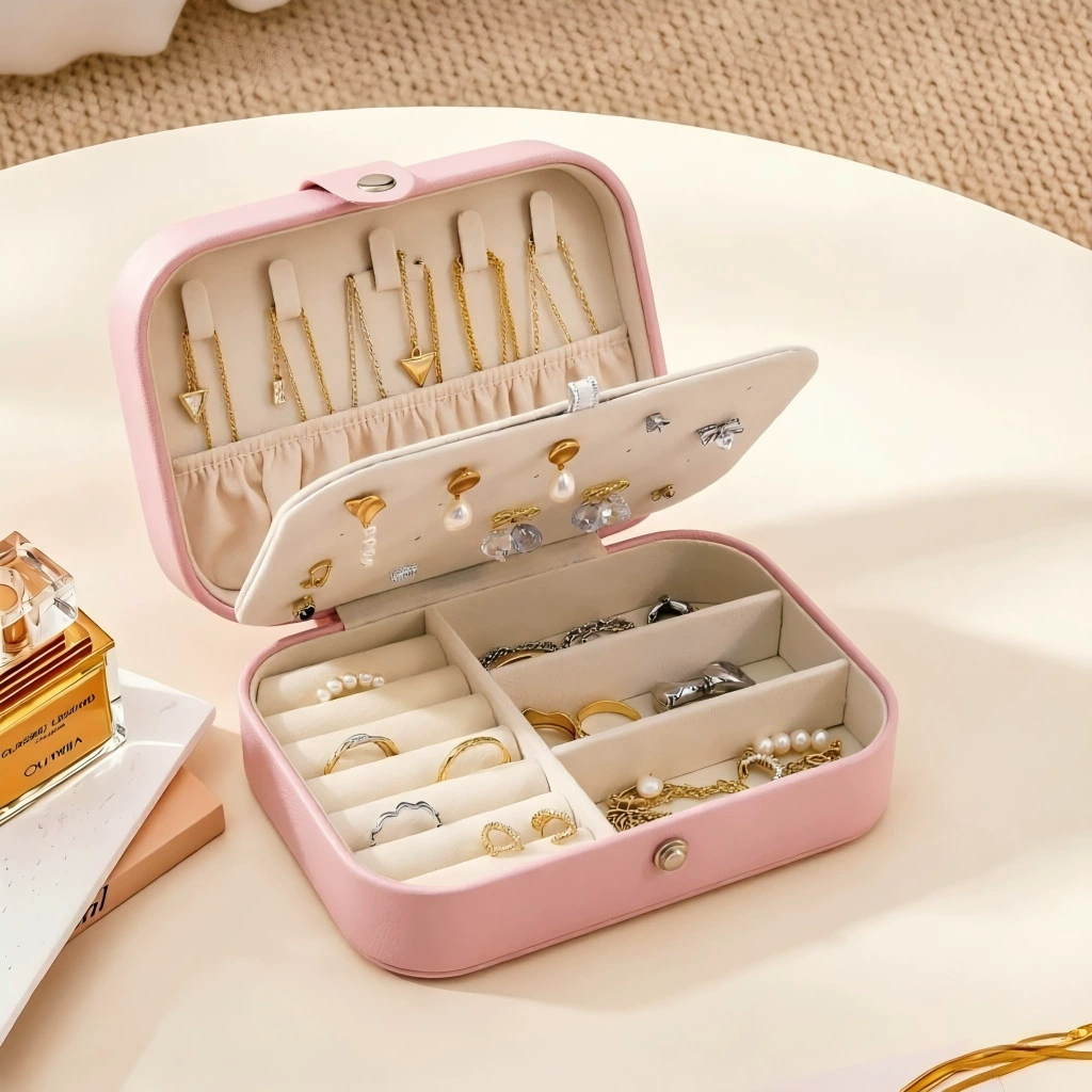 Jewelry Box Travel Ring Necklace PU Leather from Yomiego