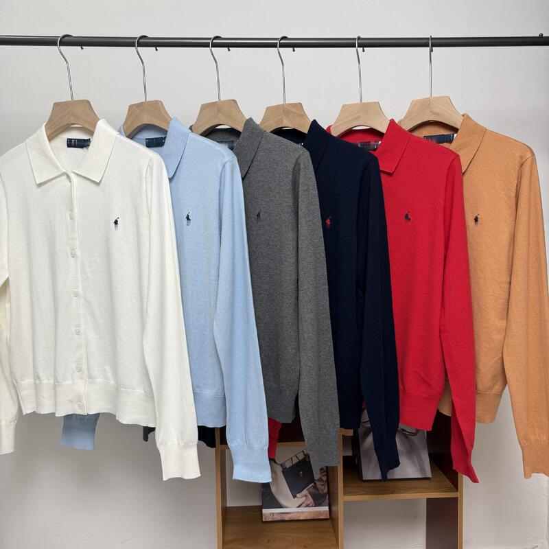 Scanable/25 Autumn and Winter Pony Embroidered Fine Needle Round Neck Cardigan Sweater Pure Cotton Women's Long-Sleeved Knitted Cardigan