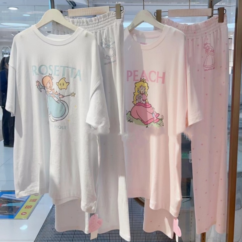 【他社とは違う】プリンセスかわいい女の子漫画プリントラウンドネックパンツホーム服セット|undefined