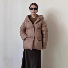 泡芙羽绒服女冬季新款时尚云柔质感洋气连帽加厚小个子面包服外套