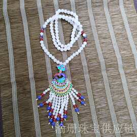 金丝玉孔雀项链毛衣链民族风饰品孔雀毛衣链吊坠新疆景泰蓝金丝玉