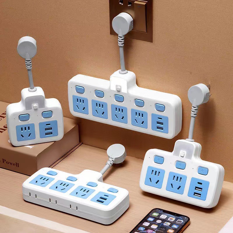 家用插座短线款插排带线插线板排插办公独立开关插线板多孔接线板