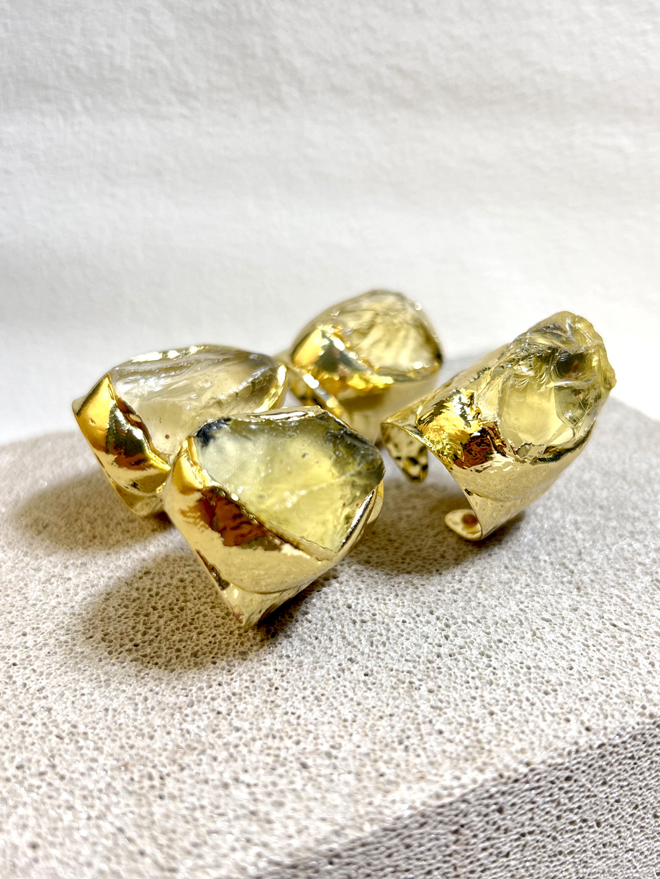 Irregular Pattern Unisex Citrine Plating Healing Irregular Open Rings Healing Crystals Jewelry