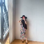 中长高腰直筒涂鸦半身裙
