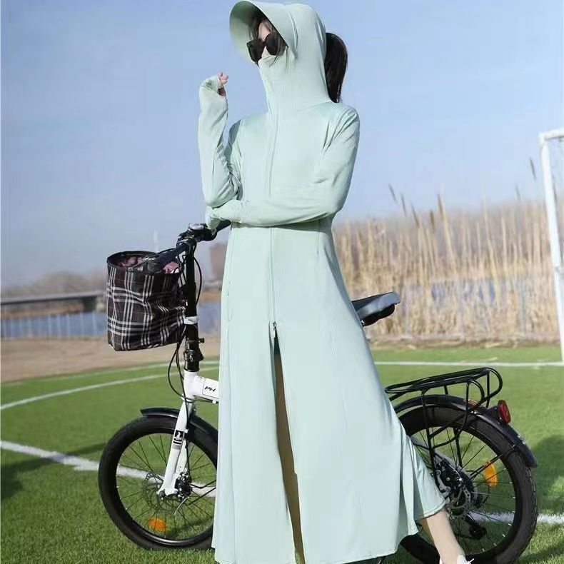女性用日焼け止め服 2025 夏の日焼け止め服女性のアウターウェアロング抗 UV アイスシルク通気性日焼け止め軽量ジャケット|undefined