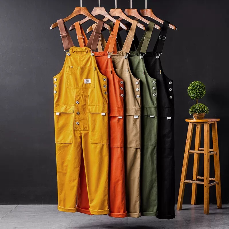 Housekeeper's Overalls Jumpsuit Multi-Pocket Couple's Sling Pants Straight Overalls Men's Loose Work Pants Youth