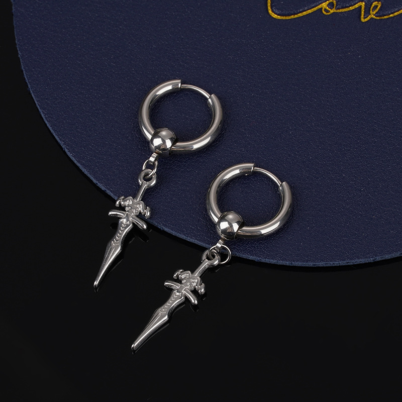 1 Piece Fashion Cross Titanium Steel Plating Drop Earrings display picture 3