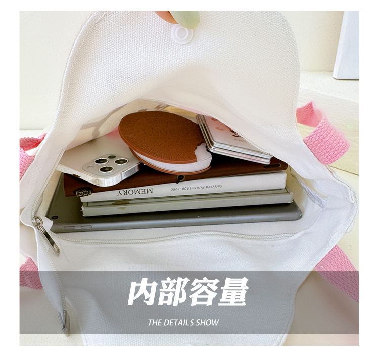 Wholesale cartoon canvas bags, female student tutorial bags, Japanese-style illustration large-capacity single-shoulder bags, cute hand-carry bags undefined