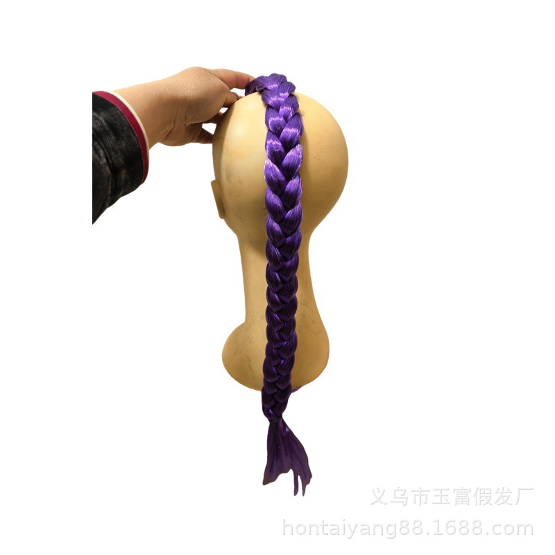 Purple Ponytail Wig, Children's Braided Hair, Cross-Border Witch Rumi Style, Large Fluffy Braids for Kids