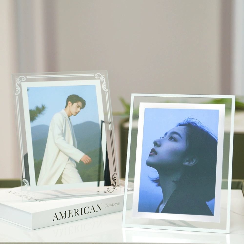 Хрустальная стеклянная фоторамка, оптовая продажа, фотостудия, рамка для фото, настольная двухцветная печать, семейная фоторамка, фоторамка