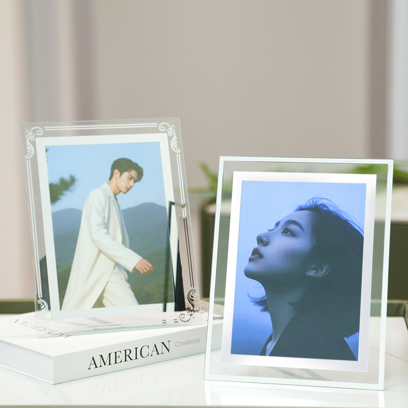 Crystal Glass Photo Frame Wholesale Photo Studio Photo Display Frame Table Two-Color Printing Family Photo Framed Photo Frame