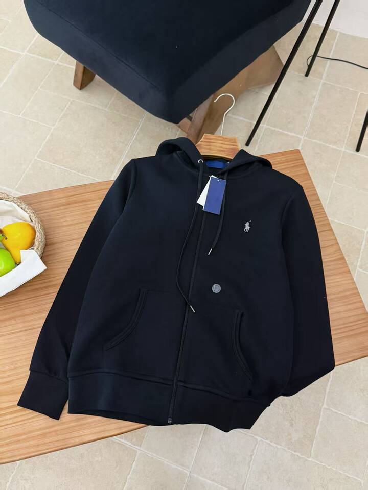 Áo khoác hoodie kéo khóa thêu hình ngựa nhỏ, form rộng, dài tay — Màu xanh tím than, Xanh da trời, Xanh lá cây, màu xám chi tiết 12