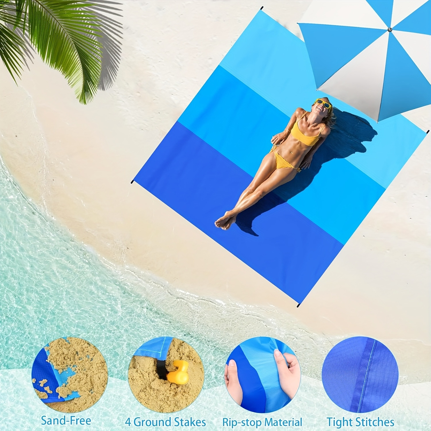 Transfronterizos TEMU Amazon plegable portátil alfombra de playa al aire libre acampamiento impermeable alfombra de playa alfombra de picnic image 4
