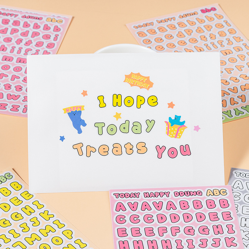 Corea del Sur wannahis lindo caramelo color inglés letras transparentes pegatinas mano cuenta Goo tarjeta DIY decorativo marcado pegatinas