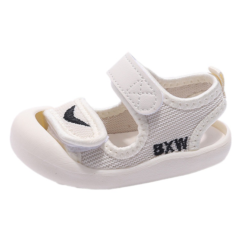 Bebé niño verano zapatos de niño de fondo suave 0-1 años 2 bebés cerrado dedo del pie anti-kick sandalias niñas verano aprender a caminar