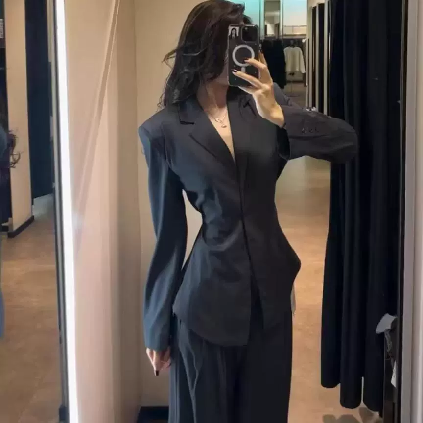 高级感西装外套女气质春装新款设计感轻奢收腰显瘦西装阔腿裤套装