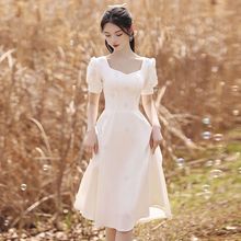 白色晚礼服女平时可穿宴会气质领证登记小白裙法式毕业洋装连衣裙