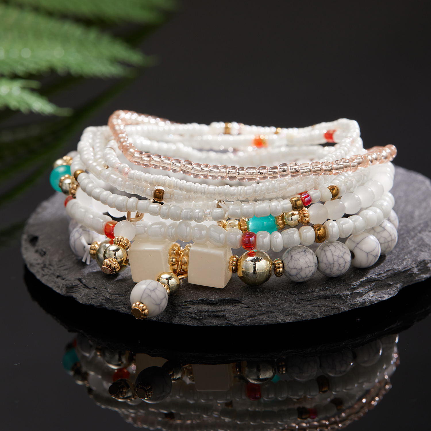 Vacation Round Beaded Alloy Natural Stone Women's Bracelets display picture 4