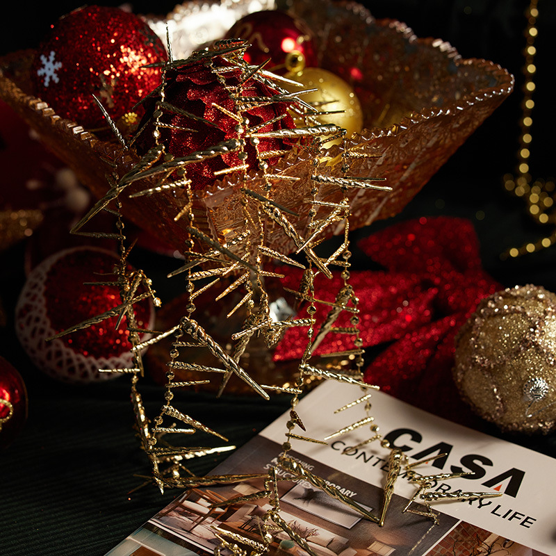 Arco de Navidad oro / champán / rojo decoración de Navidad colgante árbol de Navidad guirnaldas accesorios de decoración de caña