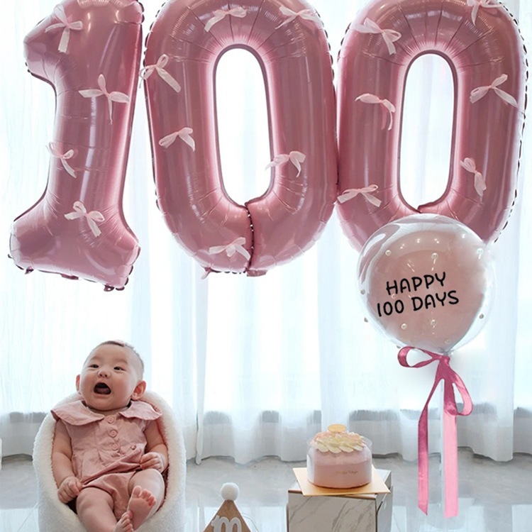 女宝宝100天满月百天百日宴装饰拍照道具场景布置婴儿30数字气球|undefined
