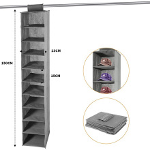 跨境衣柜悬挂式无纺布可折叠鞋子储物挂袋布艺十层帽子收纳挂袋