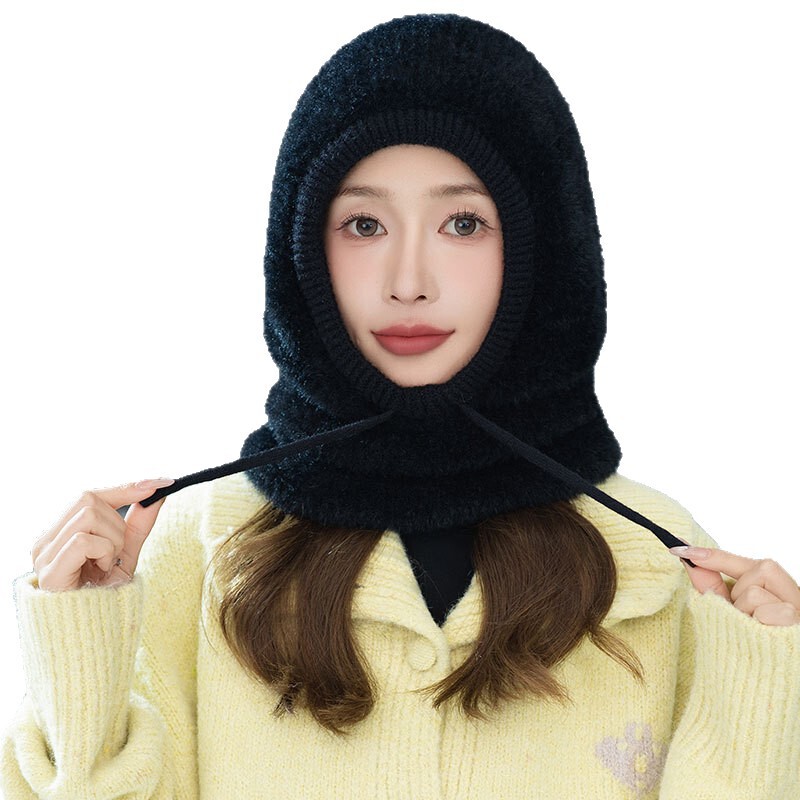 女士保暖围脖连体面罩帽秋冬季户外骑车套头一体帽东北滑雪防风帽|undefined