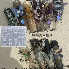 高透新款立体浮雕仿真蝴蝶硅胶美甲模具DIY指甲装饰易脱模工具
