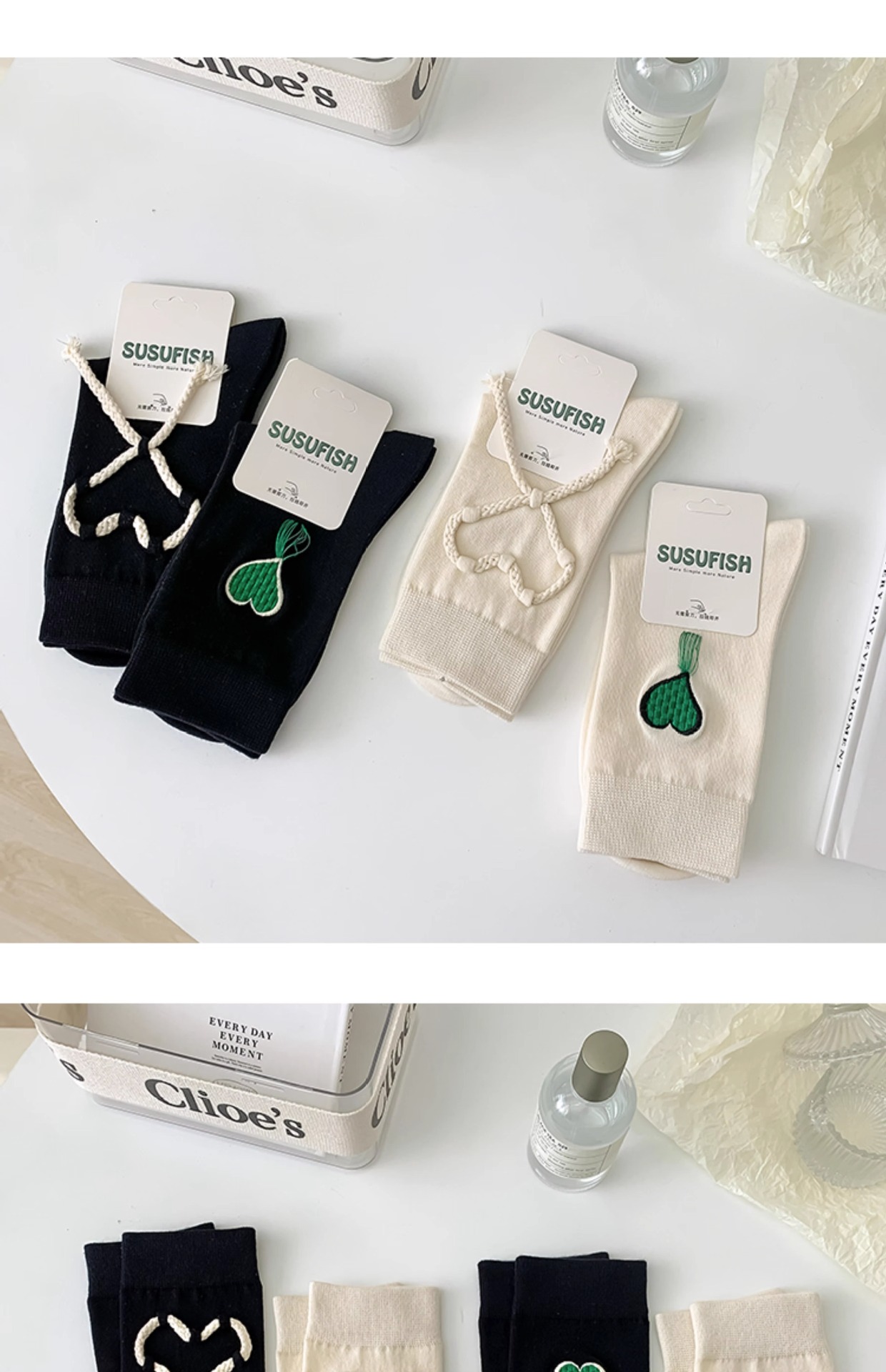 Women's Simple Style Streetwear Geometric Heart Shape Cotton Crew Socks A Pair display picture 2