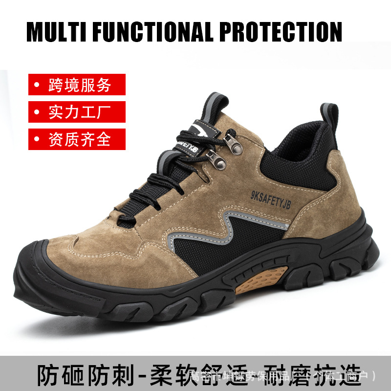Zapatos de trabajo de cuatro estaciones de moda transpirables anti-golpe anti-perforación para hombres, zapatos de trabajo casuales resistentes al desgaste, cómodos y resistentes a la fabricación