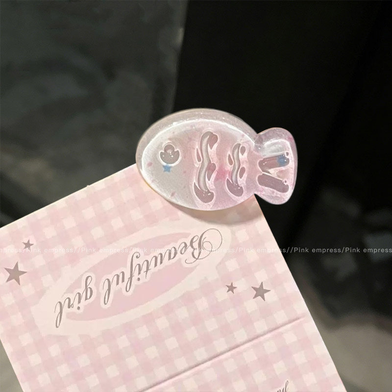 2# jelly starfall pink translucent fish hair clip - bottom clip approximately 3.2cm