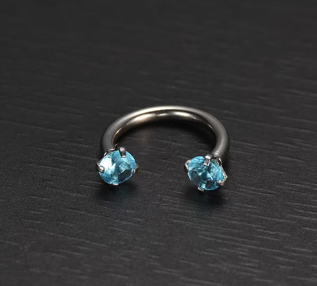 Cross-Border European And American C-Shaped Horseshoe Rod Zircon Ring Earrings Nose Stud Stainless Steel Piercing_voghion.com
