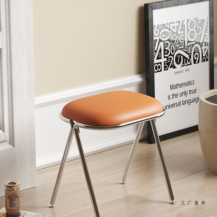 Cream Style Light Luxury Makeup Stool Girls Bedroom Home Fitting Room Dressing Table Chair Minimalist Shoe Changing Low Stool