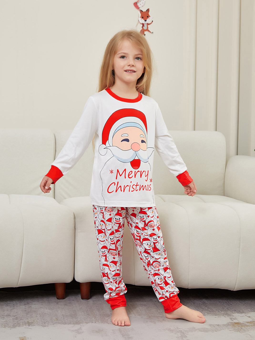 Christmas Santa letter Snowman Christmas family suit printed home clothes pajamas_voghion.com