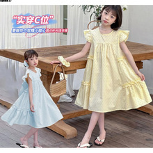 新款夏季甜美波点连衣裙女童百搭休闲公主裙儿童夏装裙子