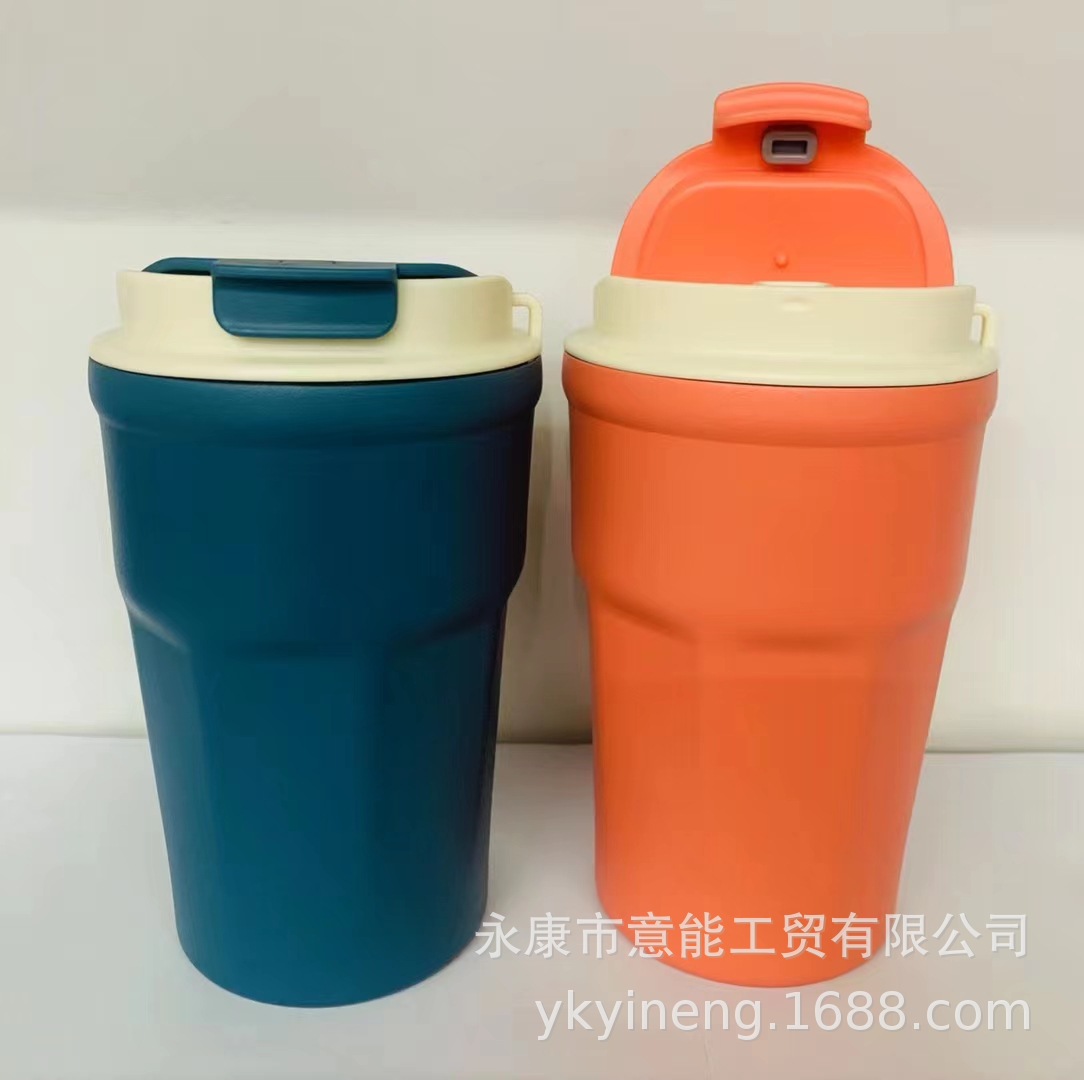 新款咖啡杯保温杯便携提绳可乐杯随行高颜值双层不锈钢汽车杯礼品