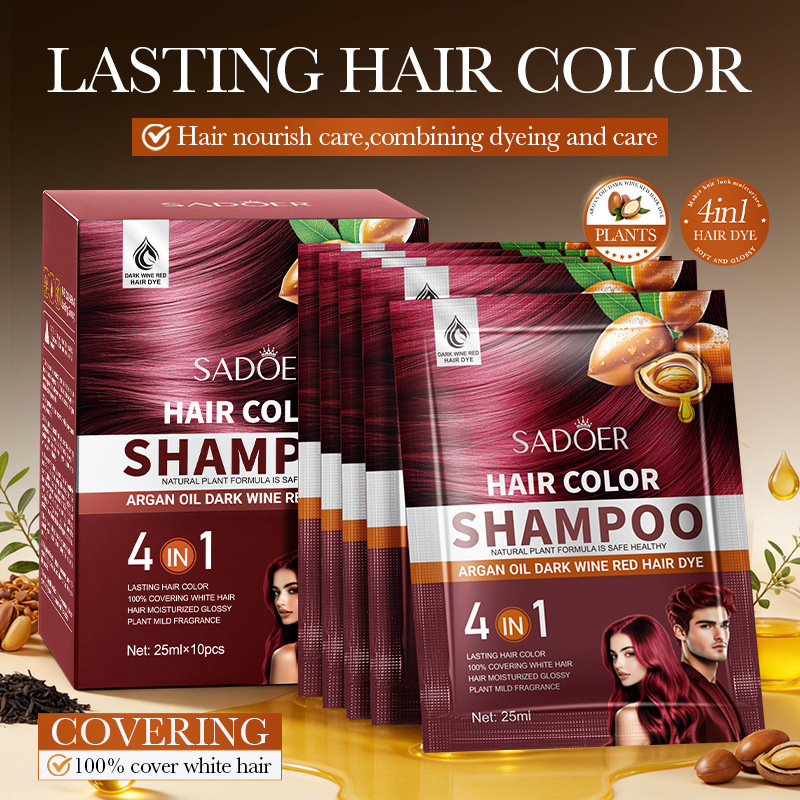 Cross-Border Wine Red Boxed 25Ml*10Pcs Sadoer Argan Oil Deep Wine Red Foreign Trade Skin Care Products Wholesale