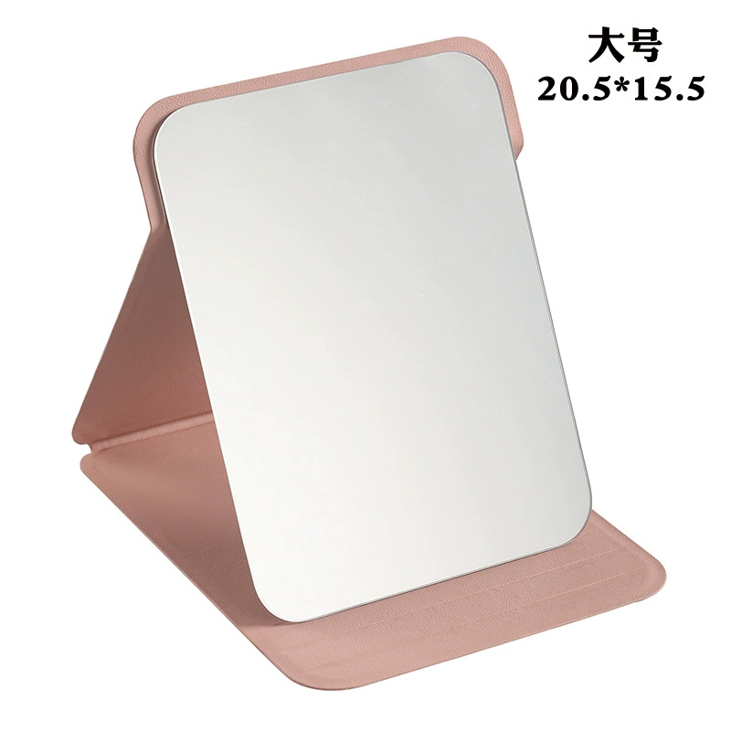 Folding Handheld Table Mirror, PU/Polyurethane Cover, Compact Adjustable Stand, 4 Sizes