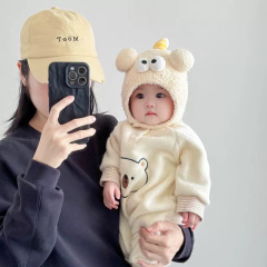 ベビー帽子秋冬モデル超萌えアニメボール包頭帽子男の子女の子冬保温毛糸耳保護帽子